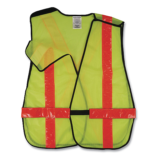ergodyne GloWear 8080BAX Non-Certified X-Back Hi-Vis Safety Vest, Polyester, One Size Fits Most, Lime/Orange (26040)