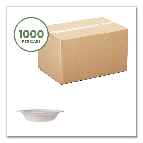 Vegware Molded Fiber Tableware, Compostable, Bowl, 12 oz, White, 1,000/Carton (WHBRG12B)