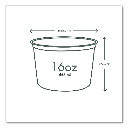 Vegware Round Deli Pots, Compostable, 16 oz, 4.6 Diameter x 3"h, Clear, Plastic, 500/Carton (CFDC16)