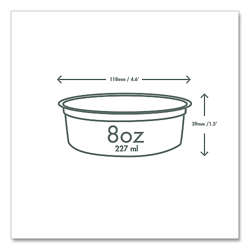 Vegware Round Deli Pots, Compostable, 8 oz, 4.6" Diameter x 1.5"h, Clear, Plastic, 500/Carton (CFDC08)