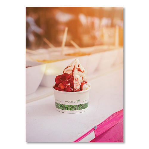 Vegware Soup Containers, Compostable, 6 oz, 3.5" Diameter x 1.7"h, Green/White, Paper, 1,000/Carton (SC06G)