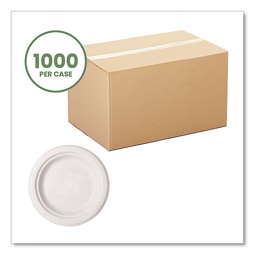 Vegware Nourish Molded Fiber Tableware, Compostable, Plate, 6" dia, White, 1,000/Carton (WH06)