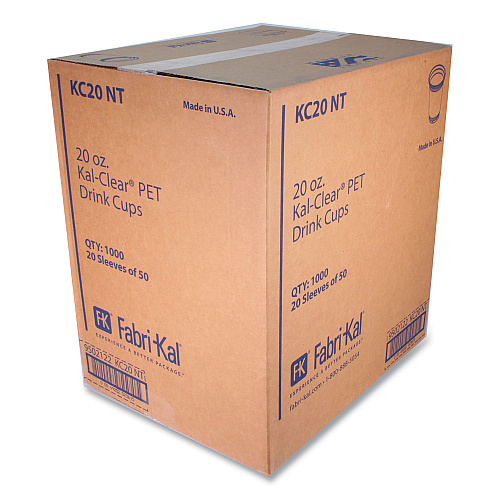 Fabri-Kal Kal-Clear PET Cold Drink Cups, 20 oz, Clear, 50/Bag, 20 Bags/Carton (KC20)