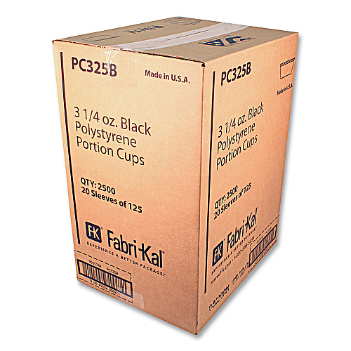 Fabri-Kal Portion Cups, 3.25 oz, Black, 125/Sleeve, 20 Sleeves/Carton (PC325B)