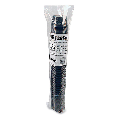 Fabri-Kal Portion Cups, 3.25 oz, Black, 125/Sleeve, 20 Sleeves/Carton (PC325B)