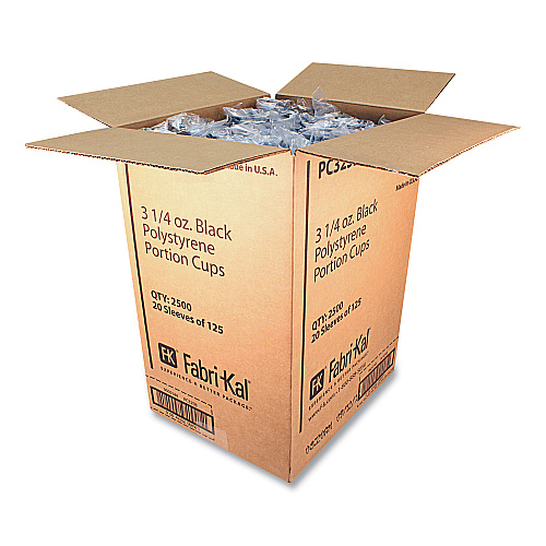 Fabri-Kal Portion Cups, 3.25 oz, Black, 125/Sleeve, 20 Sleeves/Carton (PC325B)