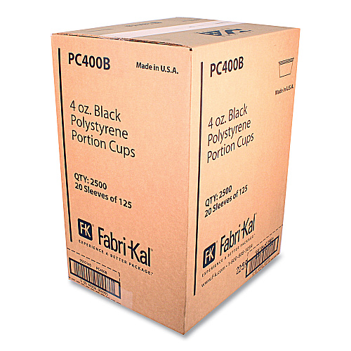 Fabri-Kal Portion Cups, 4 oz, Black, 125/Sleeve, 20 Sleeves/Carton (PC400B)