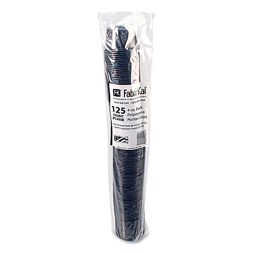Fabri-Kal Portion Cups, 4 oz, Black, 125/Sleeve, 20 Sleeves/Carton (PC400B)
