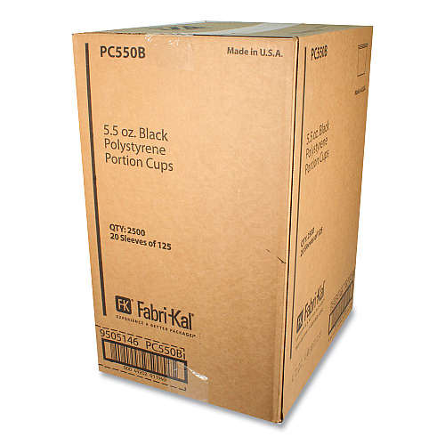 Fabri-Kal Portion Cups, 5.5 oz, Black, 125/Sleeve, 20 Sleeves/Carton (PC550B)