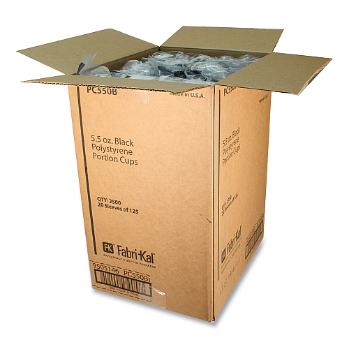Fabri-Kal Portion Cups, 5.5 oz, Black, 125/Sleeve, 20 Sleeves/Carton (PC550B)