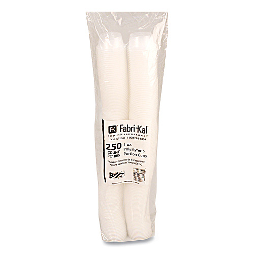 Fabri-Kal Portion Cups, Squat, 1 oz, Translucent, 125/Sleeve, 20 Sleeve/Carton (PC100S)