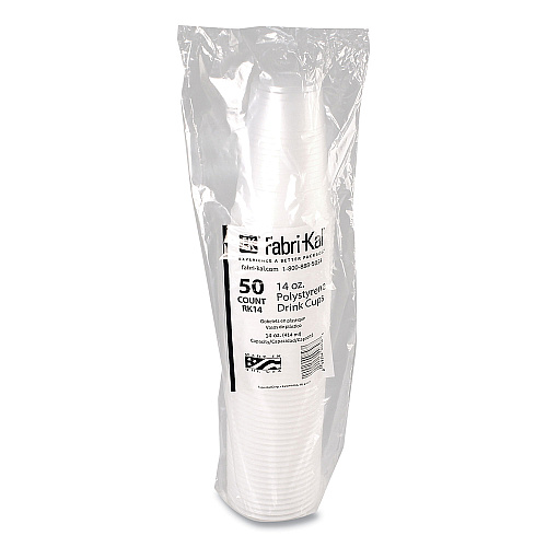 Fabri-Kal RK Ribbed Cold Drink Cups, 14 oz, Clear, 50/Sleeve, 20 Sleeves/Carton (RK14)