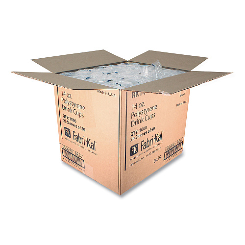 Fabri-Kal RK Ribbed Cold Drink Cups, 14 oz, Clear, 50/Sleeve, 20 Sleeves/Carton (RK14)