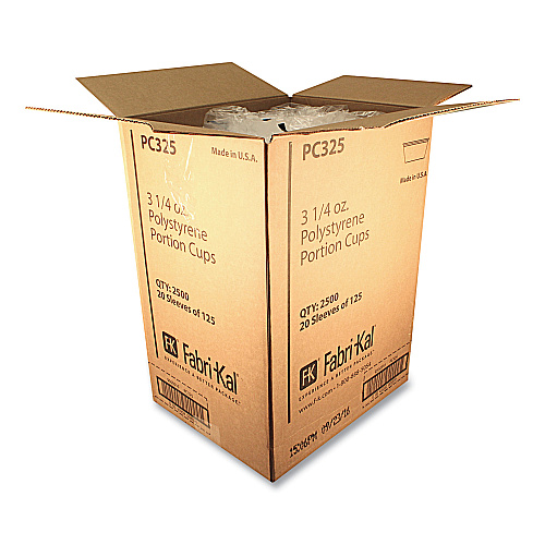 Fabri-Kal Portion Cups, 3.25 oz, Translucent, 125/Sleeve, 20 Sleeve/Carton (PC325)