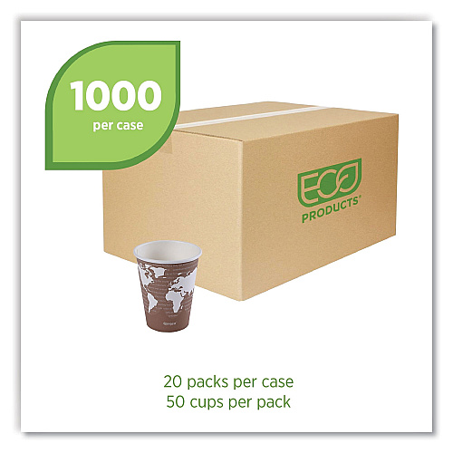 Eco-Products World Art Renewable and Compostable Hot Cups, 8 oz, 50/Pack, 20 Packs/Carton (EPBHC8WA)
