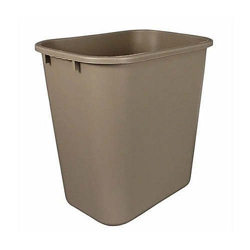 Rectangular Soft-sided Plastic Wastebasket, 28 Quart, No Pinchm Design, Seamless, Durable Molded Polyethylene, Beige, Case Of 12 (7702-15)