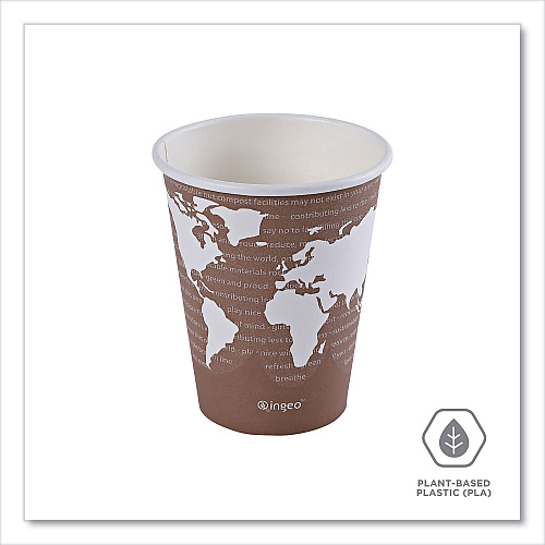 Eco-Products World Art Renewable and Compostable Hot Cups, 8 oz, 50/Pack, 20 Packs/Carton (EPBHC8WA)