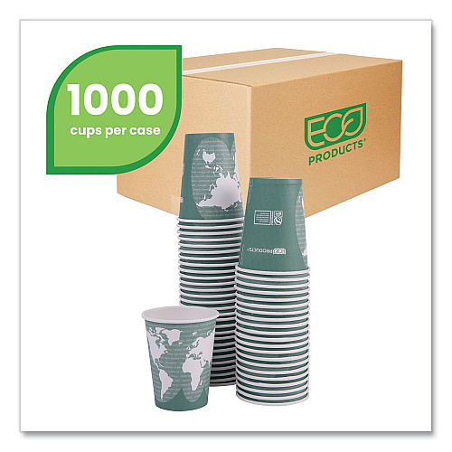 Eco-Products World Art Renewable and Compostable Hot Cups, 12 oz, 50/Pack, 20 Packs/Carton (EPBHC12WA)