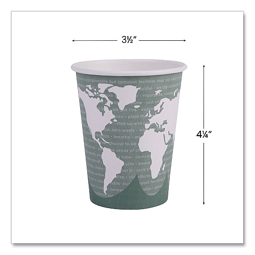 Eco-Products World Art Renewable and Compostable Hot Cups, 12 oz, 50/Pack, 20 Packs/Carton (EPBHC12WA)