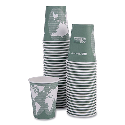 Eco-Products World Art Renewable and Compostable Hot Cups, 12 oz, 50/Pack, 20 Packs/Carton (EPBHC12WA)