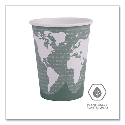 Eco-Products World Art Renewable and Compostable Hot Cups, 12 oz, Gray, 50/Pack (EPBHC12WAPK)