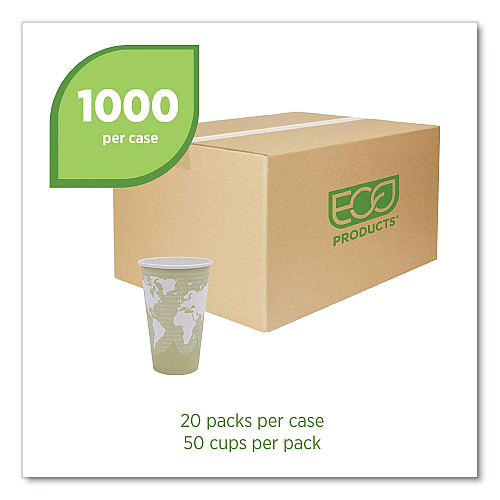 Eco-Products World Art Renewable and Compostable Hot Cups, 16 oz, 50/Pack, 20 Packs/Carton (EPBHC16WA)