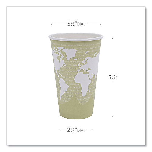 Eco-Products World Art Renewable and Compostable Hot Cups, 16 oz, 50/Pack, 20 Packs/Carton (EPBHC16WA)