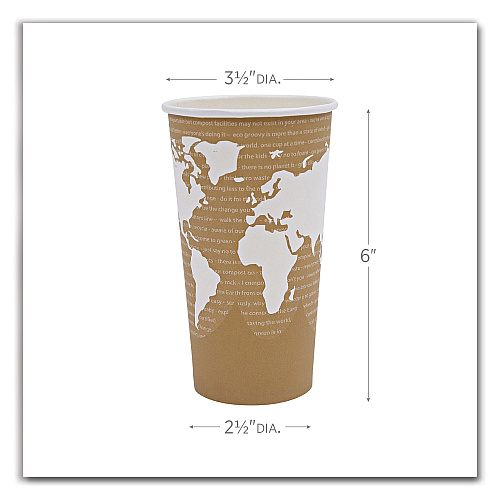 Eco-Products World Art Renewable and Compostable Hot Cups, 20 oz, 50/Pack, 20 Packs/Carton (EPBHC20WA)