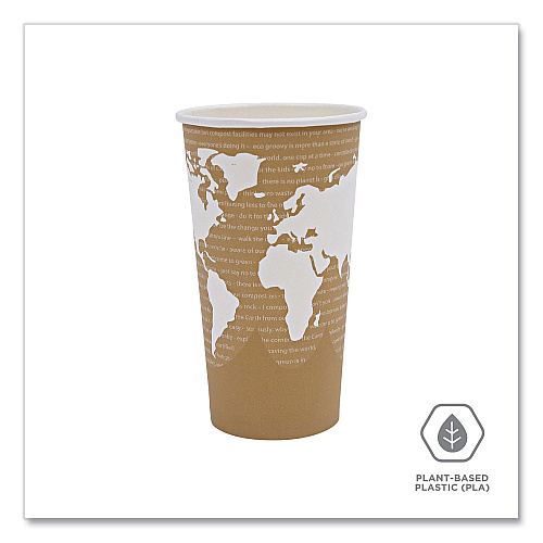 Eco-Products World Art Renewable and Compostable Hot Cups, 20 oz, 50/Pack, 20 Packs/Carton (EPBHC20WA)
