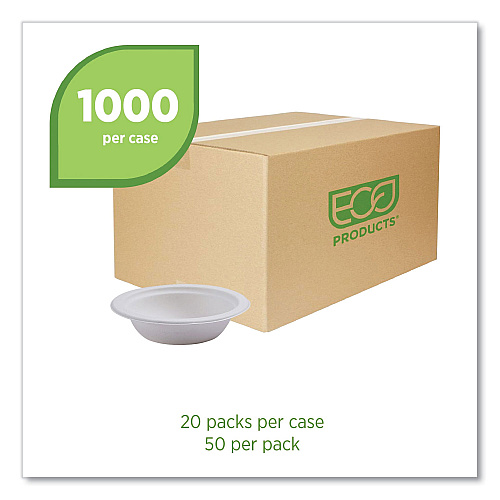Eco-Products Vanguard Renewable and Compostable Sugarcane Bowls, 12 oz, White, 1,000/Carton (EPBL12NFA)