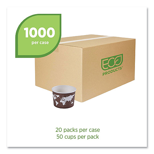 Eco-Products World Art Renewable and Compostable Food Container, 8 oz, 3.04 Diameter x 2.3 h, Brown, Paper, 50/Pack, 20 Packs/Carton (EPBSC8WA)