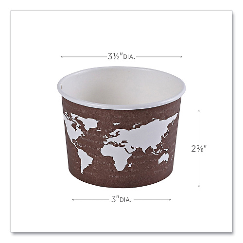 Eco-Products World Art Renewable and Compostable Food Container, 8 oz, 3.04 Diameter x 2.3 h, Brown, Paper, 50/Pack, 20 Packs/Carton (EPBSC8WA)
