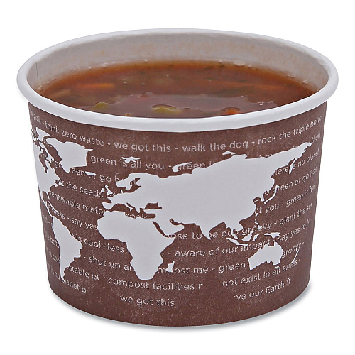 Eco-Products World Art Renewable and Compostable Food Container, 8 oz, 3.04 Diameter x 2.3 h, Brown, Paper, 50/Pack, 20 Packs/Carton (EPBSC8WA)