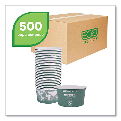 Eco-Products World Art Renewable and Compostable Food Container, 12 oz, 4.05 Diameter x 2.5 h, Green, Paper, 25/Pack, 20 Packs/Carton (EPBSC12WA)