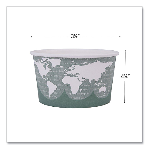 Eco-Products World Art Renewable and Compostable Food Container, 12 oz, 4.05 Diameter x 2.5 h, Green, Paper, 25/Pack, 20 Packs/Carton (EPBSC12WA)
