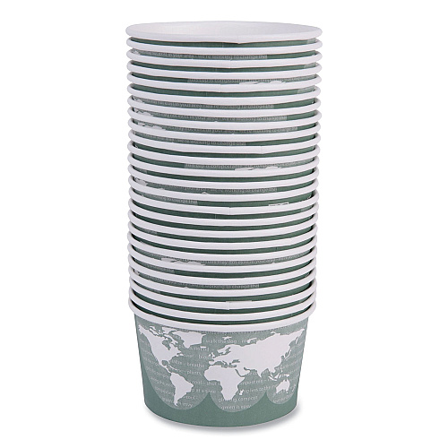 Eco-Products World Art Renewable and Compostable Food Container, 12 oz, 4.05 Diameter x 2.5 h, Green, Paper, 25/Pack, 20 Packs/Carton (EPBSC12WA)