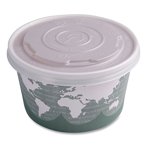 Eco-Products World Art Renewable and Compostable Food Container, 12 oz, 4.05 Diameter x 2.5 h, Green, Paper, 25/Pack, 20 Packs/Carton (EPBSC12WA)