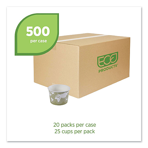 Eco-Products World Art Renewable and Compostable Food Container, 16 oz, 4.05 Diameter x 3 h, Seafoam, Paper, 25/Pack, 20 Packs/Carton (EPBSC16WA)