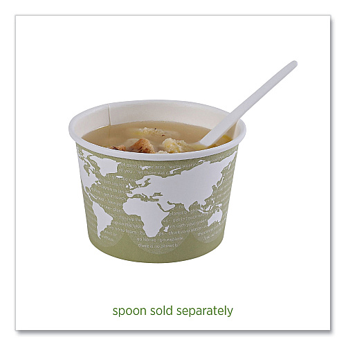 Eco-Products World Art Renewable and Compostable Food Container, 16 oz, 4.05 Diameter x 3 h, Seafoam, Paper, 25/Pack, 20 Packs/Carton (EPBSC16WA)