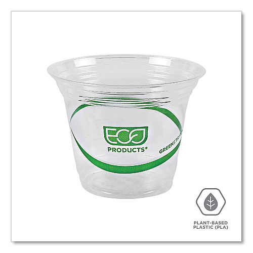 Eco-Products GreenStripe Renewable and Compostable Cold Cups, 9 oz, Clear, 50/Pack, 20 Packs/Carton (EPCC9SGS)