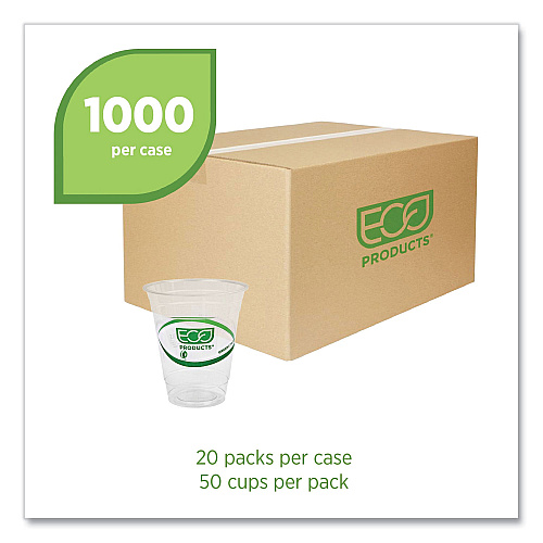 Eco-Products GreenStripe Renewable and Compostable Cold Cups, 12 oz, Clear, 50/Pack, 20 Packs/Carton (EPCC12GS)