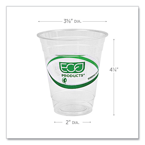 Eco-Products GreenStripe Renewable and Compostable Cold Cups, 12 oz, Clear, 50/Pack, 20 Packs/Carton (EPCC12GS)