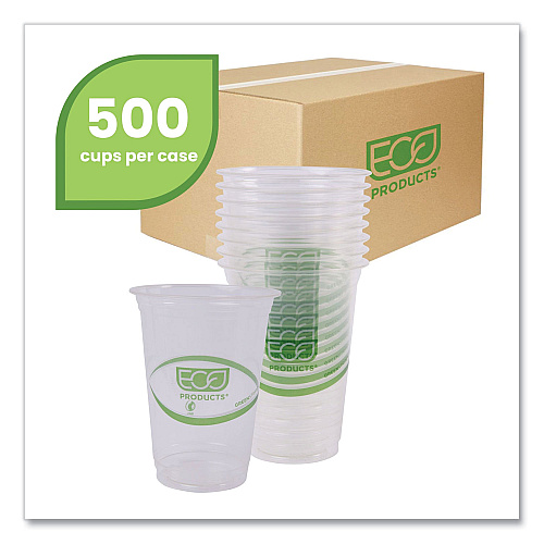 Eco-Products GreenStripe Renewable and Compostable Cold Cups, 16 oz, Clear, 50/Pack, 20 Packs/Carton (EPCC16GS)