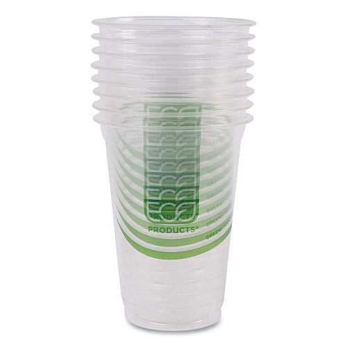 Eco-Products GreenStripe Renewable and Compostable Cold Cups, 16 oz, Clear, 50/Pack, 20 Packs/Carton (EPCC16GS)