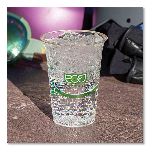 Eco-Products GreenStripe Renewable and Compostable Cold Cups, 16 oz, Clear, 50/Pack, 20 Packs/Carton (EPCC16GS)