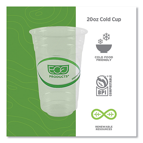 Eco-Products GreenStripe Renewable and Compostable Cold Cups, 20 oz, Clear, 50/Pack, 20 Packs/Carton (EPCC20GS)