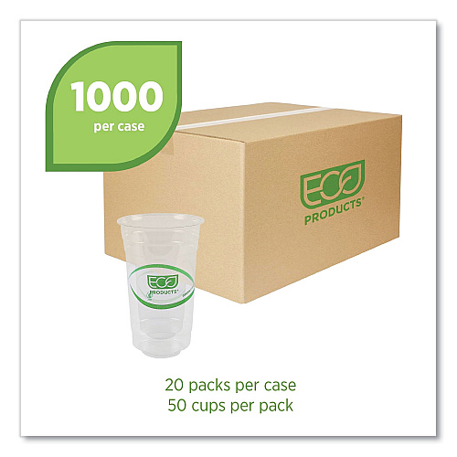 Eco-Products GreenStripe Renewable and Compostable PLA Cold Cups, 24 oz, 50/Pack, 20 Packs/Carton (EPCC24GS)