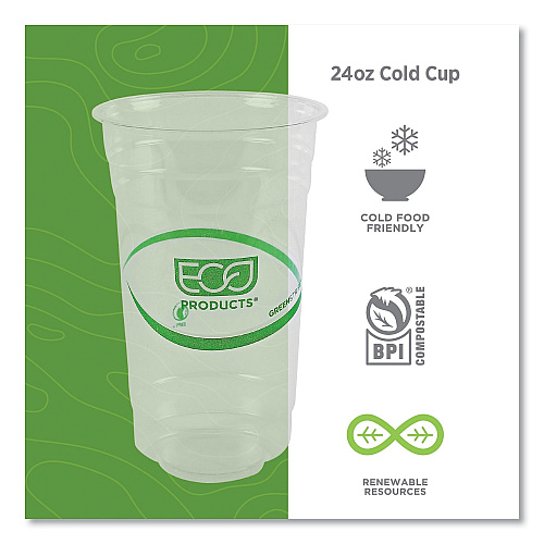 Eco-Products GreenStripe Renewable and Compostable PLA Cold Cups, 24 oz, 50/Pack, 20 Packs/Carton (EPCC24GS)