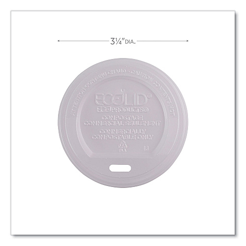 Eco-Products EcoLid Renewable/Compostable Hot Cup Lids, PLA, Fits 8 oz Hot Cups, 50/Packs, 16 Packs/Carton (EPECOLID8)