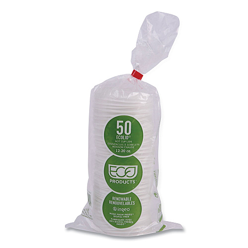 Eco-Products EcoLid Renewable/Compostable Hot Cup Lid, PLA, Fits 10 oz to 20 oz Hot Cups, 50/Pack, 16 Packs/Carton (EPECOLIDW)